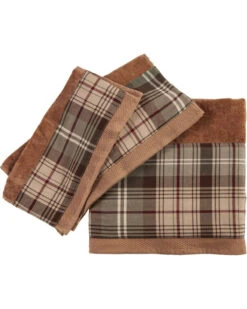 HiEnd Accents Forest Pines Plaid Mocha Towel Set