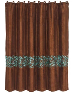 HiEnd Accents Brown Wyatt Scroll Shower Curtain