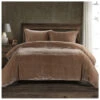 HiEnd Accents Dusty Rose Stella Faux Silk & Velvet Super King 3-Piece Duvet Cover Set