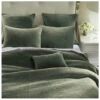 HiEnd Accents Fern Green Stonewashed Cotton & Velvet 3-Piece Full/Queen Quilt Set