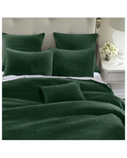 HiEnd Accents Emerald Stonewashed Cotton & Velvet 3-Piece King Quilt Set
