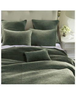 HiEnd Accents Fern Green Stonewashed Cotton & Velvet 3-Piece King Quilt Set