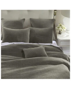 HiEnd Accents Gray Stonewashed Cotton & Velvet 3-Piece King Quilt Set