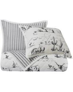 HiEnd Accents Black Ranch Life Western Toile Reversible 2-Piece Twin Quilt Set -HiEnd Accents 2000388552 001 P3