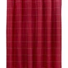 Red Window Pane Shower Curtain With Button Detail, 72"x72"