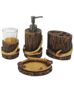HiEnd Accent Brown Antler Four-Piece Bathroom Set