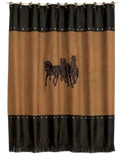 HiEnd Accents Three Horses Shower Curtain