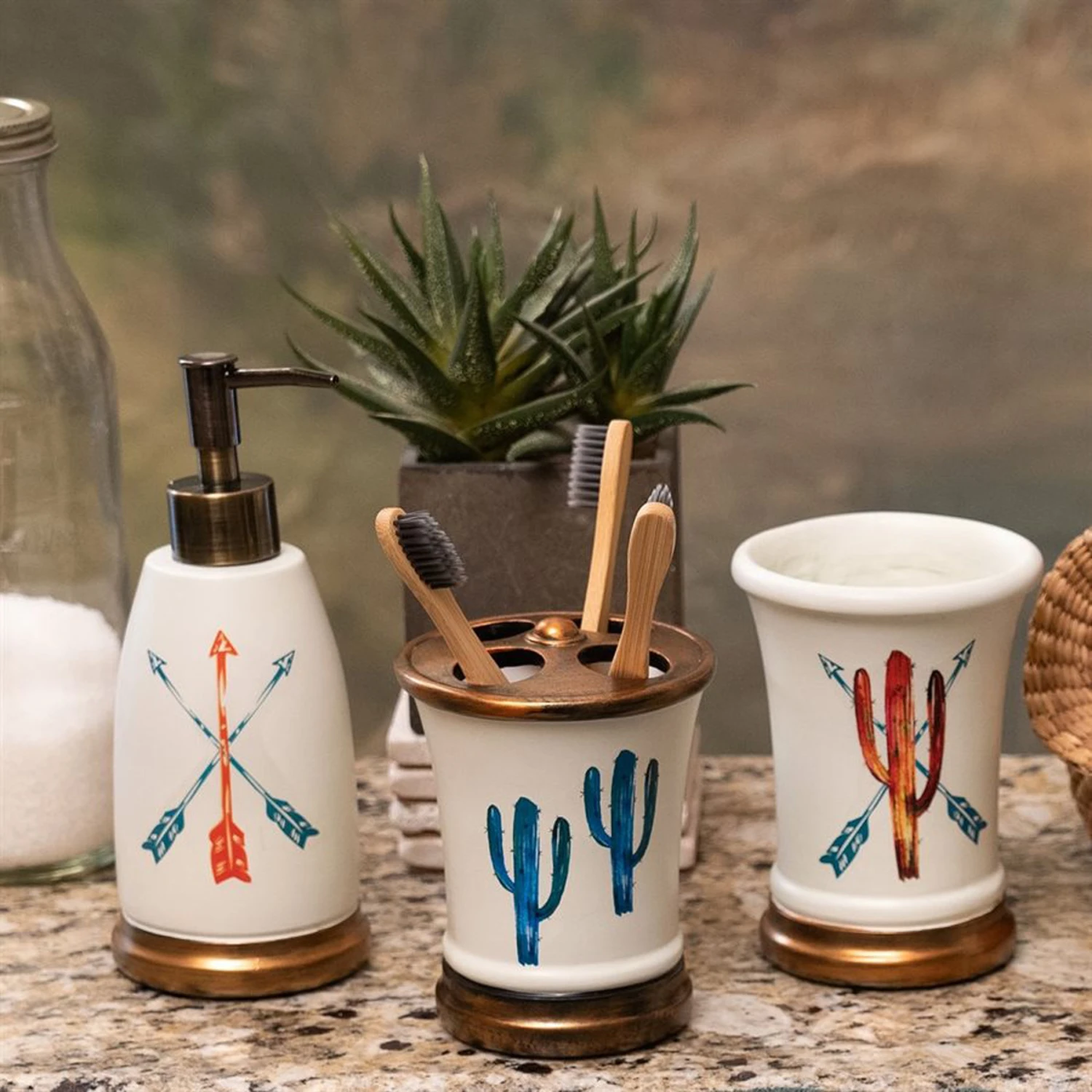 Bohemian Cactus 3-Piece Bathroom Accessory Set 3 Bohemian Cactus 3-Piece Bathroom Accessory Set - Image 3