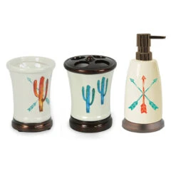 Bohemian Cactus 3-Piece Bathroom Accessory Set