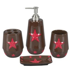 Star 4-Piece Bath Countertop Accessory Set - Red