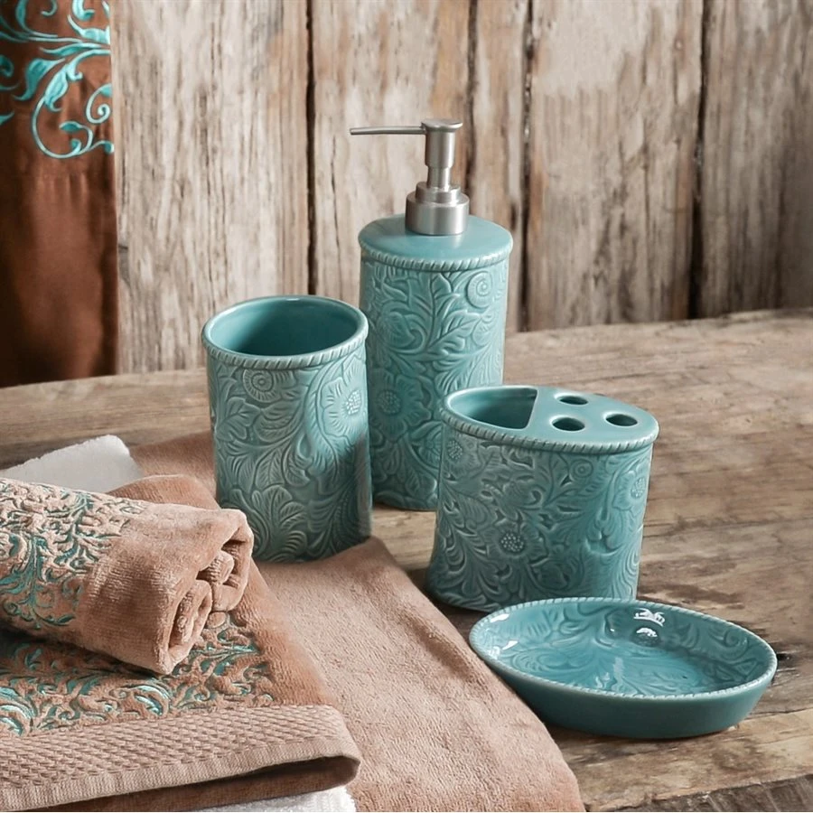 4-Piece Savannah Bathroom Set - Turquoise 3 4-Piece Savannah Bathroom Set - Turquoise - Image 3