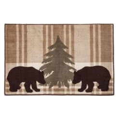 Chocolate Brown Bear Plaid Kitchen/Bath Rug