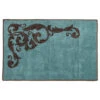 Wyatt Turquoise Scrollwork Kitchen/Bath Rug