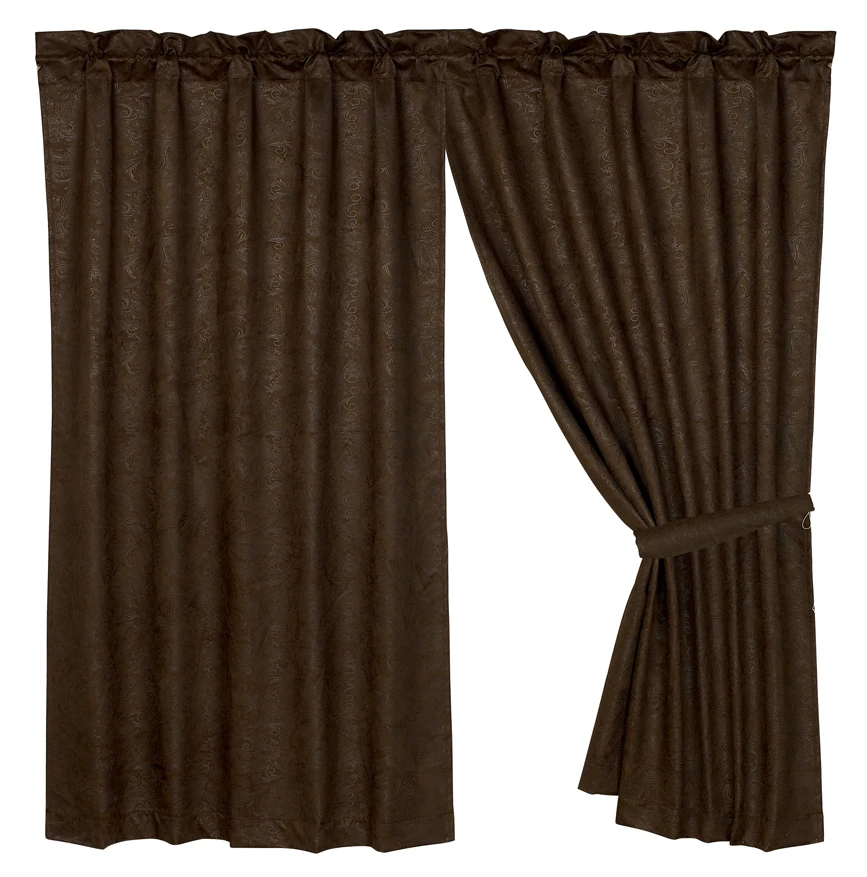 Faux Tooled Leather Single Curtain Panel 1 Faux Tooled Leather Single Curtain Panel