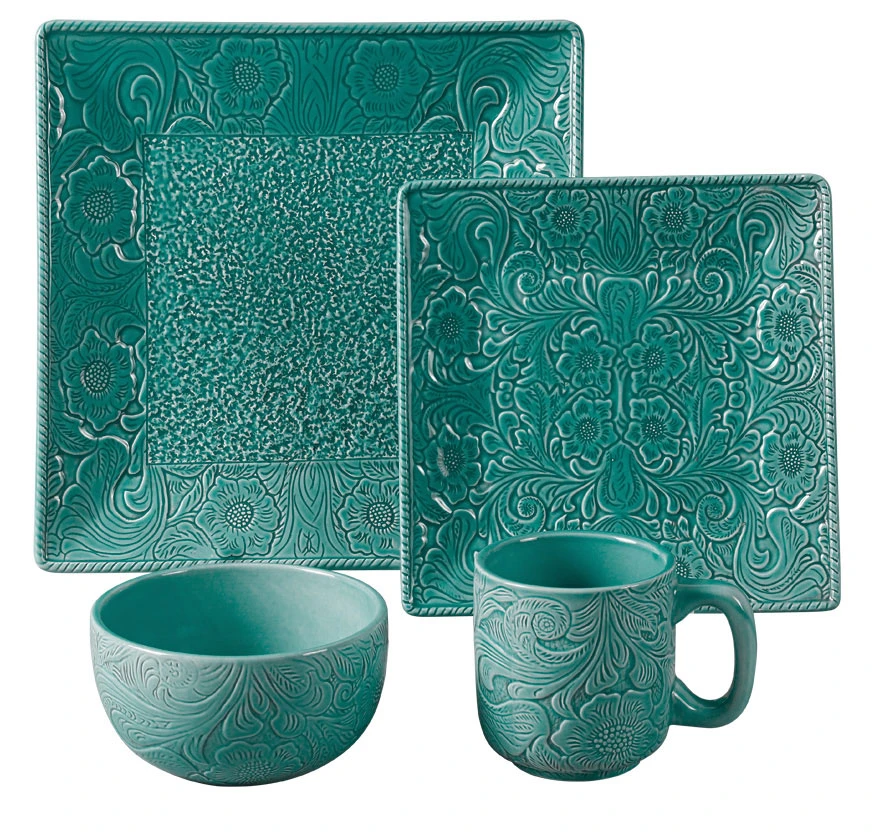Savannah 16-Piece Dinnerware Set - Turquoise 1 Savannah 16-Piece Dinnerware Set - Turquoise