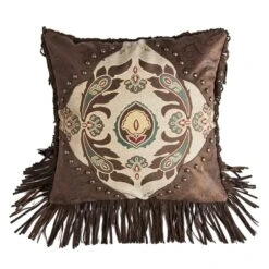Jacquard Square Pillow W/Fringe
