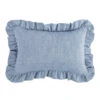 Chambray Denim Ruffled Lumbar Pillow