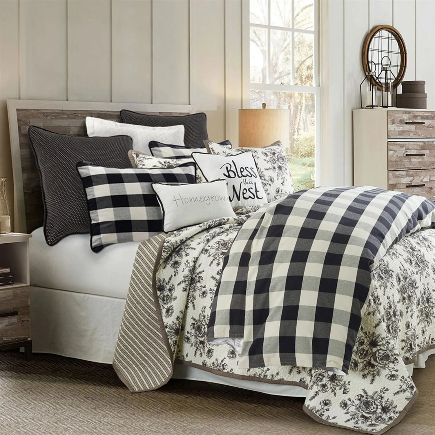 Camille Buffalo Check 2-Piece Bedding Set - Black & White 1 Camille Buffalo Check 2-Piece Bedding Set - Black & White