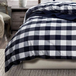 Camille Buffalo Check 3-Piece Duvet Set - Navy