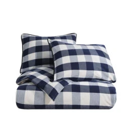 Camille Buffalo Check 3-Piece Duvet Set - Navy 7 Camille Buffalo Check 3-Piece Duvet Set - Navy -HiEnd Accents FB1778DS SQ NA 3 lg