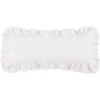 Washed Linen Ruffled Lumbar Pillow - White