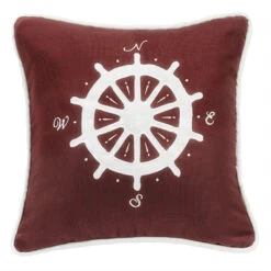 Prescott Compass Embroidery Pillow - Red