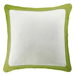Capri Chartreuse Framed White Linen Euro Sham