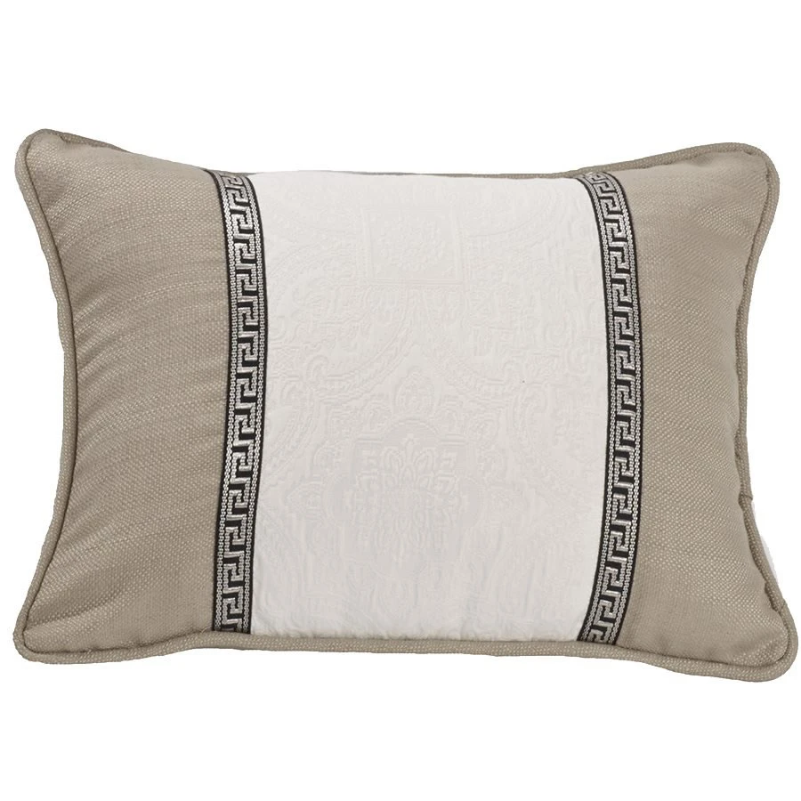 Augusta Oblong Matelassé Pillow W/Greek Key Trim 1 Augusta Oblong Matelassé Pillow W/Greek Key Trim