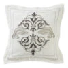 Embroidered Design Pillow - White/Grey