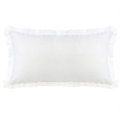 Linen And Lace Trim Pillow - Off-White
