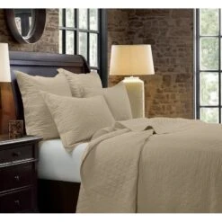 Diamond Pattern Linen Quilt - 8 Colors -HiEnd Accents FB6100 Lt Tan Lifestyle lg