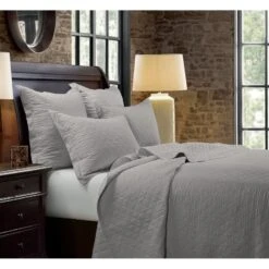 Diamond Pattern Linen Quilt - 8 Colors -HiEnd Accents FB6100 NEW Gray Lifestyle lg