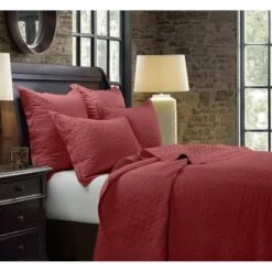 Diamond Pattern Linen Quilt - 8 Colors -HiEnd Accents FB6100 Red Lifestyle lg