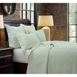 Diamond Pattern Linen Quilt - 8 Colors -HiEnd Accents FB6100 Seafoam Lifestyle lg