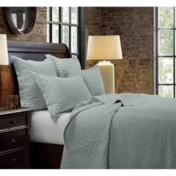 Diamond Pattern Linen Quilt - 8 Colors -HiEnd Accents FB6100 Seaglass Lifestyle lg