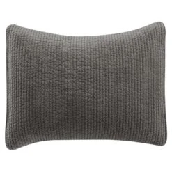 Stonewashed Cotton Quilted Velvet Pillow Sham - 9 Colors -HiEnd Accents FB6500PS SS GY lg