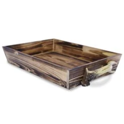 Wooden Tray W/ Antler Handles