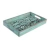 Distressed Wooden Tray W/Scrolls - Turquoise