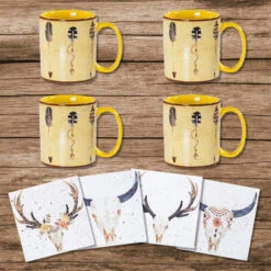 Large Arrow Mug And Desert Skull Coaster 8-Piece Set