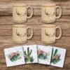 Desert Skull Mug And Cactus Blooms Coaster 8-Piece Set