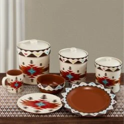 Del Sol Aztec 19-Piece Southwestern Dinnerware & Canister Set