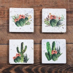 Free Spirit Mug And Cactus Coaster 8-Piece Set -HiEnd Accents LF1835K2 2 lg