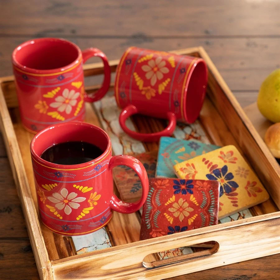 Bonita Mug And Coaster 8-Piece Set - Red 2 Bonita Mug And Coaster 8-Piece Set - Red - Image 2