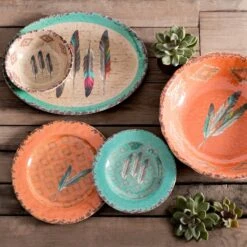 Feather 14-PC Melamine Dinnerware Set -HiEnd Accents PK175414 lg