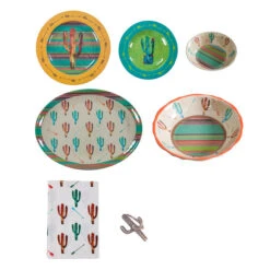 Cactus 25-PC Melamine Dinnerware Set 5 Cactus 25-PC Melamine Dinnerware Set -HiEnd Accents PK1756 2 lg