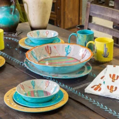 Cactus 14-PC Melamine Dinnerware Set -HiEnd Accents PK175614 2 lg