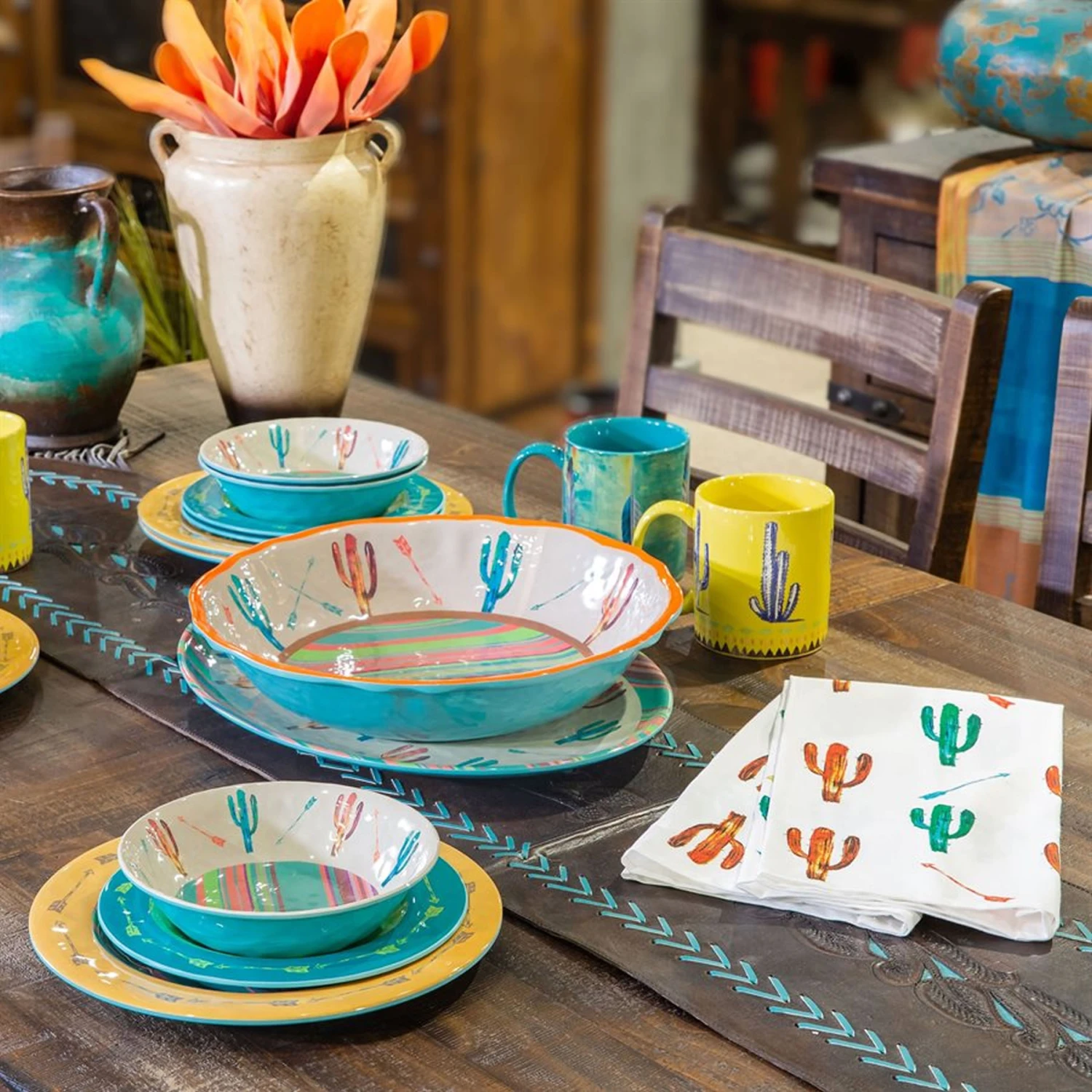 Cactus 25-PC Melamine Dinnerware Set 2 Cactus 25-PC Melamine Dinnerware Set - Image 2