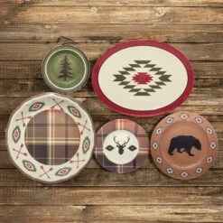 Aztec Bear 14-PC Melamine Dinnerware Set -HiEnd Accents PK191714 lg