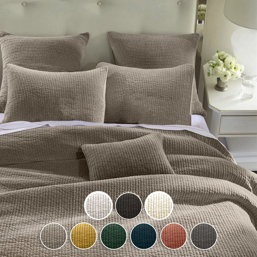 Stonewashed Cotton Velvet Quilt Set - 9 Colors 2 Stonewashed Cotton Velvet Quilt Set - 9 Colors - Image 2