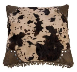Scalloped Edge Faux Cowhide Pillow